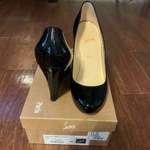 Black patent Louboutin wedge